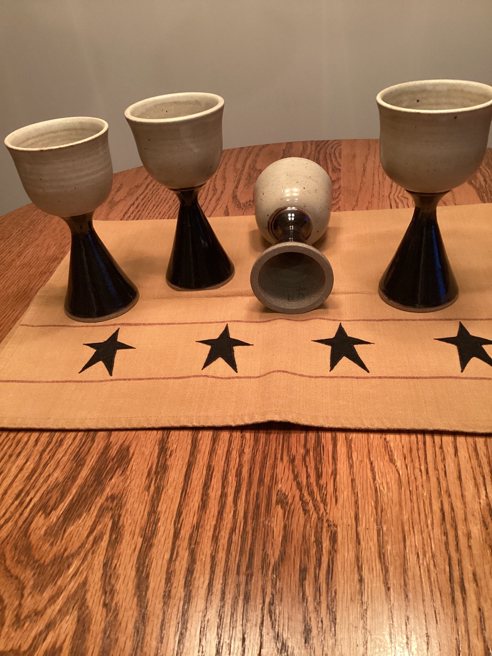 Set Of 4 Hancrafted Studio Pottery Goblets
